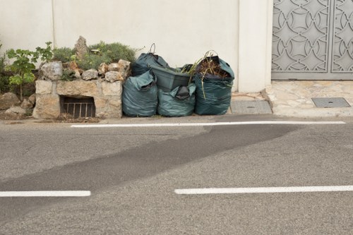 A professional waste removal truck in Tooting city.